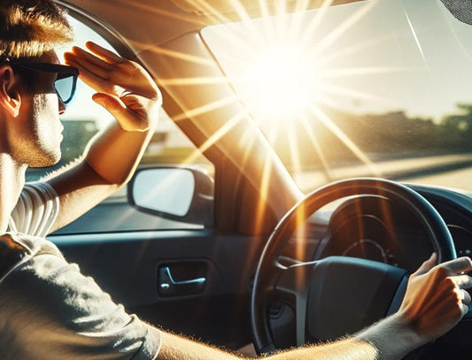 What Causes Interior Windshield Haze. Person blocking out the sun from windshield